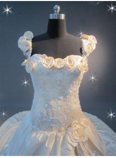 Champagne Floral Wedding Dress with Cap Sleeves IMG_2204