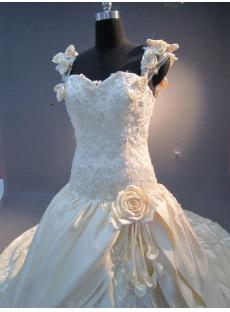 Champagne Floral Wedding Dress with Cap Sleeves IMG_2204