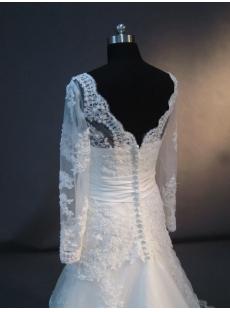 Fully Lace Wedding Dress Long Sleeves with V-neckline IMG_2680