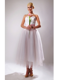 Beaded Sweetheart Tea Length Summer Informal Short Bridal Gown SOV11043