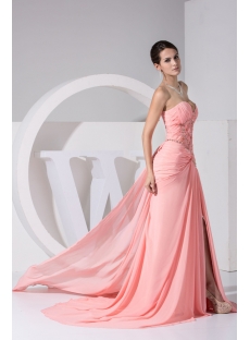 Brilliant Coral Formal Celebrity Dresses with Train WD1
