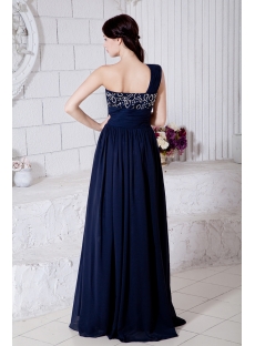 Dark Blue Chiffon Maternity Ball Gowns with One Shoulder IMG_7470