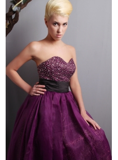 Dark Purple and Leopard Quinceanera Dress with Black Waistband SOV113008