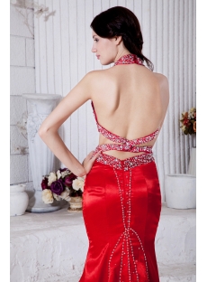 Red Open Back Sheath Halter Sexy Evening Gown for Summer IMG_7784