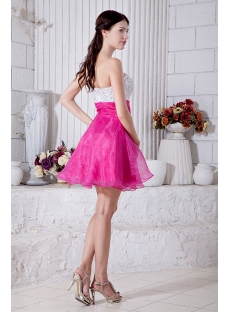 Romantic Hot Pink and White Sweetheart Cocktail Dress IMG_6966