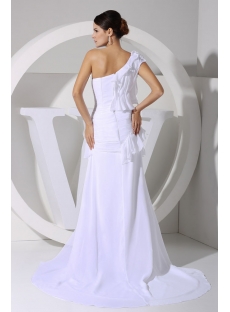 White Sexy One Shoulder Beach Wedding Dress with High Split for Summer WD1-060
