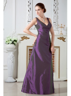 Simple Long Purple V-neckline Bridesmaid Gown 2012 IMG_1777