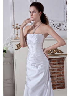 Strapless Satin Column Affordable Bridal Gown with Corset Back IMG_1932