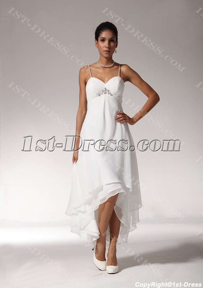Sexy High Low Hem Casual Beach Wedding Dresses Bmjc890408