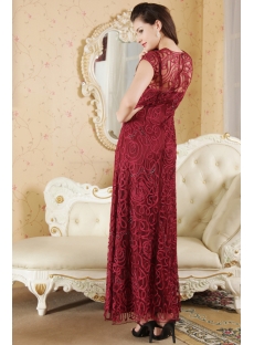 2012 Ankle Length Burgundy Modest Celebrity Dress with Cap Sleeves IMG_5345