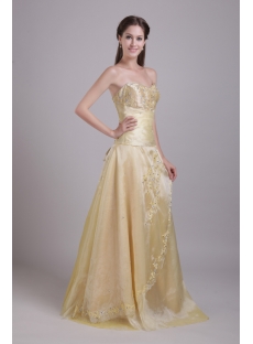 Champagne Long Sweetheart Bridesmaid Gown Cheap with Embroidery 0763
