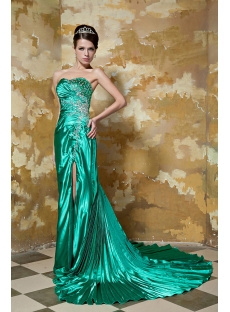 Hunter Green Long Prom Dress 2013 with High Slit GG1042