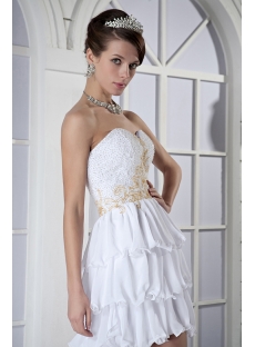 Ivory with Gold Beads High-low Short Destination Beach Bridal Gown GG1027