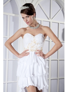 Ivory with Gold Beads High-low Short Destination Beach Bridal Gown GG1027