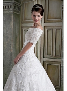 Off Shoulder Cinderella Lace Bridal Gown with Sleeves GG1076