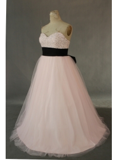 Pink And Black Taffeta Plus Size Quinceanera Dress IMG0372