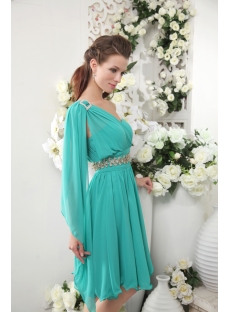 Romantic Teal Green One Shoulder Graduation Gowns for High School IMG_0193