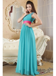 Teal and Hot Pink Pretty Prom Dress with Train IMG_5382