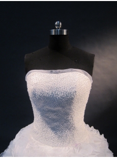 White Sweetheart Satin Organza Plus Size Wedding Dress 1496