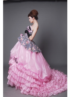 A-Line Ball Gown Strapless Long / Floor-Length Satin Organza Quinceanera Dress 2212