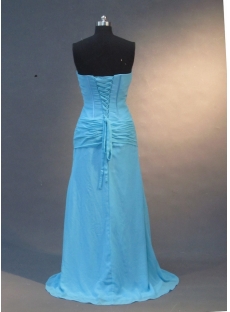  Aqua  Floor-Length Chiffon Elastic Silk-like Satin Prom Dress 1662