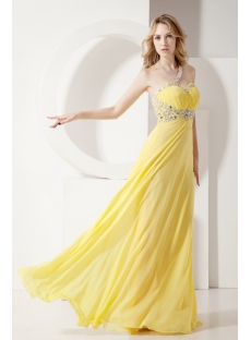 Pretty Long Yellow 2013 Evening Dress with Beading