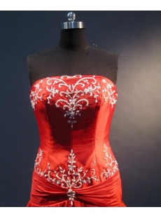 Red A-Line Floor-Length Taffeta Prom Dress 1841