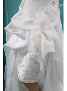Strapless Asymmetrical Satin Organza Wedding Dress With Ruffle Lace Beadwork Sequins