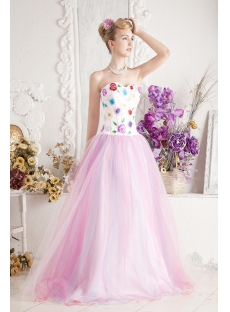 Traditional Colorful Quinceanera Dress with Embroidery