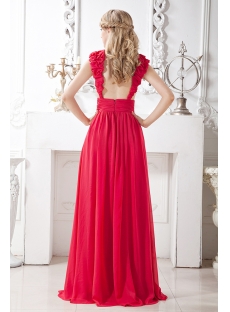 Unique Red Backless Sexy Evening Dress with Cap Sleeves