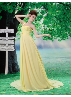 Beautiful A-Line One Shoulder Chiffon Elastic Silk-like Satin Evening Dress