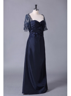 Dark Navy Modest Plus Size with Lace Sleeves