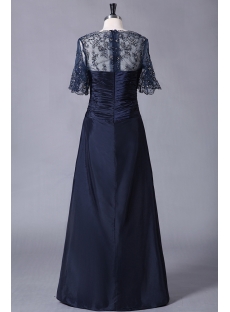 Dark Navy Modest Plus Size with Lace Sleeves
