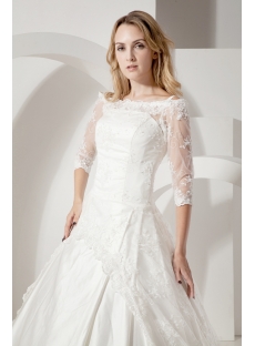Lace Long Sleeves Modest Bridal Gown with Bateau Neckline
