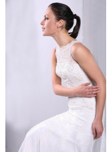 Sheath Modest Bride Wedding Dresses with Illusion Neckline