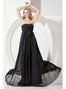 Simple Strapless Black Chiffon Maternity Prom Gown