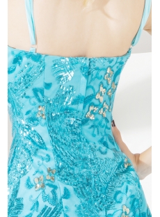Teal Blue Sequins Cocktail Dress for Party