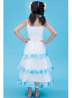 Spaghetti Straps Blue Flower Girl Dress for Summer