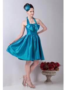 Blue Halter Simple Homecoming Dress for College