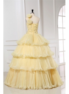 Floral One Shoulder Yellow 15 Quinceanera Dresses