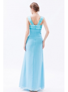 Graceful Blue Long Chiffon Mother of Groom Dress with Long Jacket