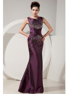 Grape Gorgeous Trumpet Beading Floor-Length Prom Dresses