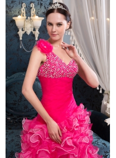 High-low Hot Pink Colorful Quinceanera Dress 