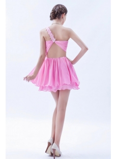Lovely Hot Pink Mini Length Sweet 16 Dress with One Shoulder