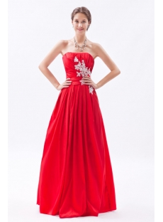 Simple Red Long Taffeta Cheap Quinceanera Gown