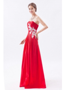 Simple Red Long Taffeta Cheap Quinceanera Gown