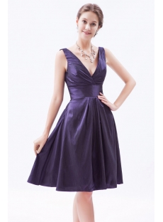 Taffeta Purple Short Homecoming Dress with V Back