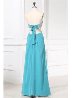 Turquoise Blue Open Back Sexy Evening Dress
