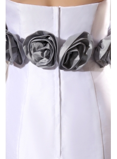 Cheap Strapless Flowers White and Silver Sheath Bridal Gowns