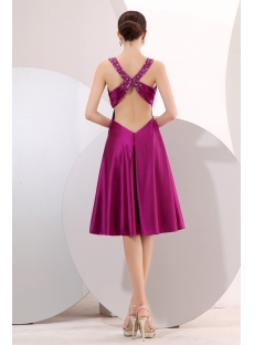 Fuchsia Short Prom Dress with Criss-cross Back